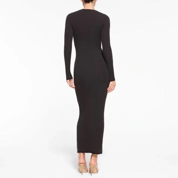 SKIMS Black Long Sleeve Maxi Dress size Small - Picture 3 of 5